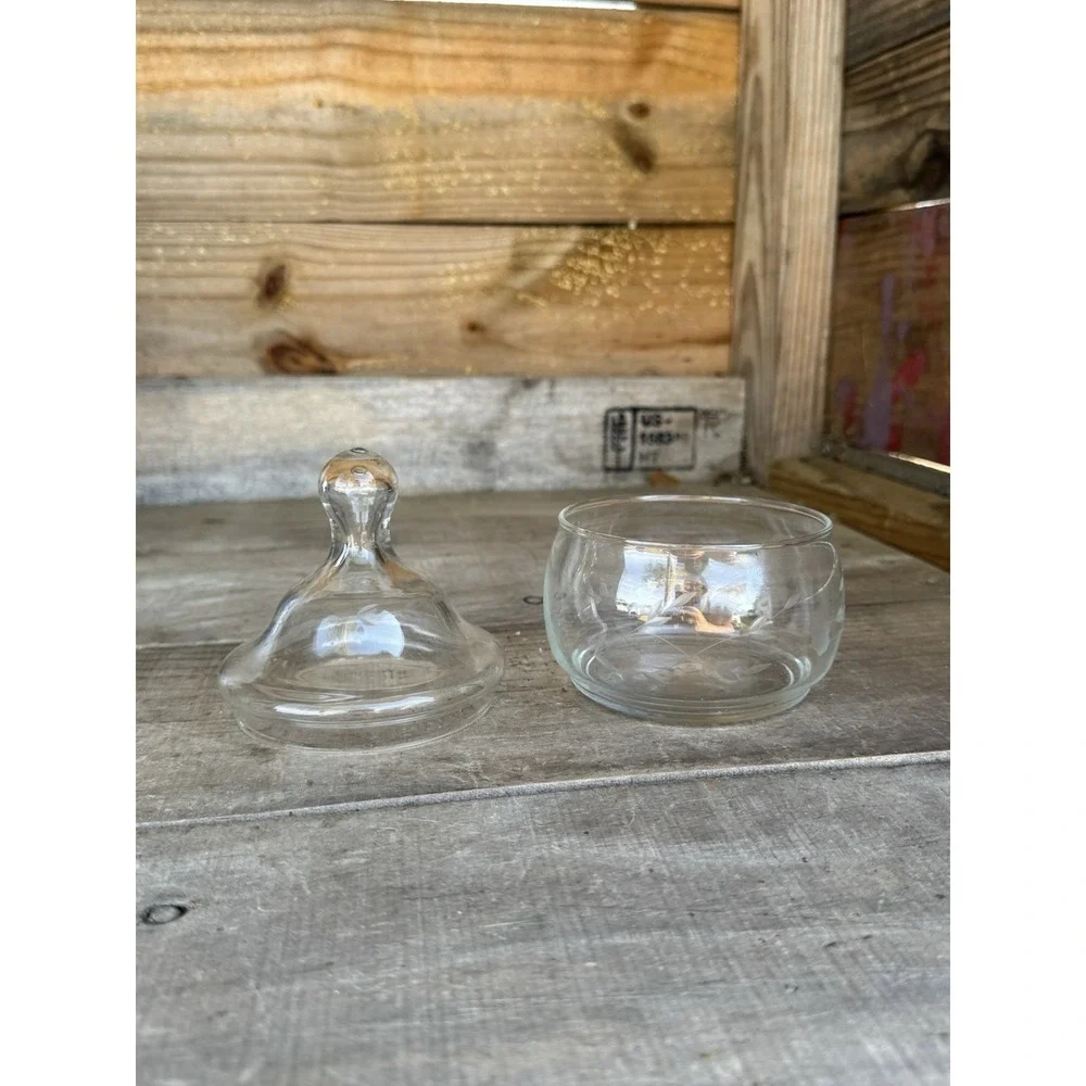 Vintage Princess House Heritage Etched Floral Apothercary‎ Jars Candy Dish
